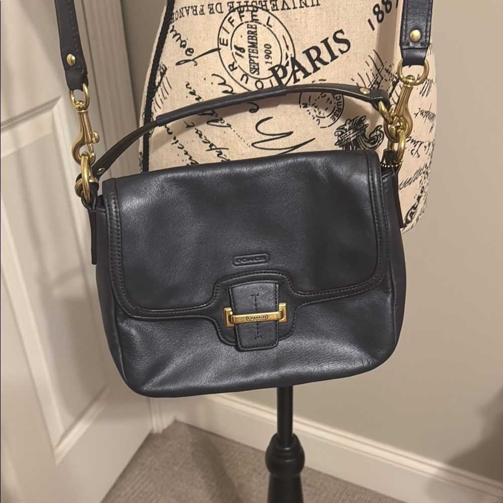 Coach Blue Crossbody Bag with Gold Hardware